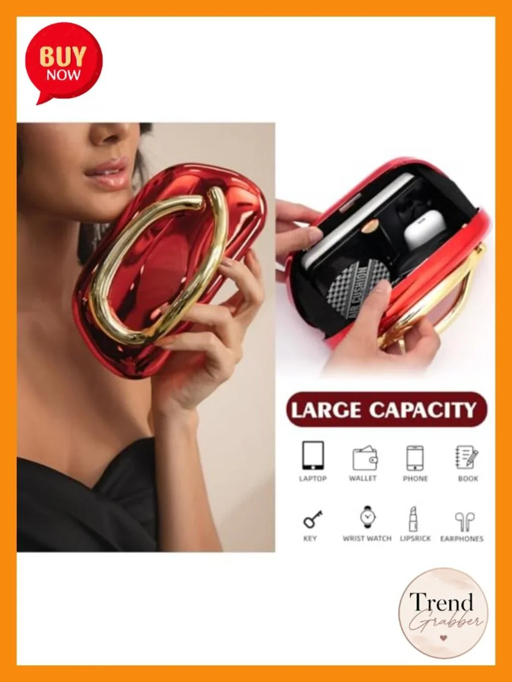 Acrylic Clutch Purse with Metal Frame Chain Crossbody Evening Bag